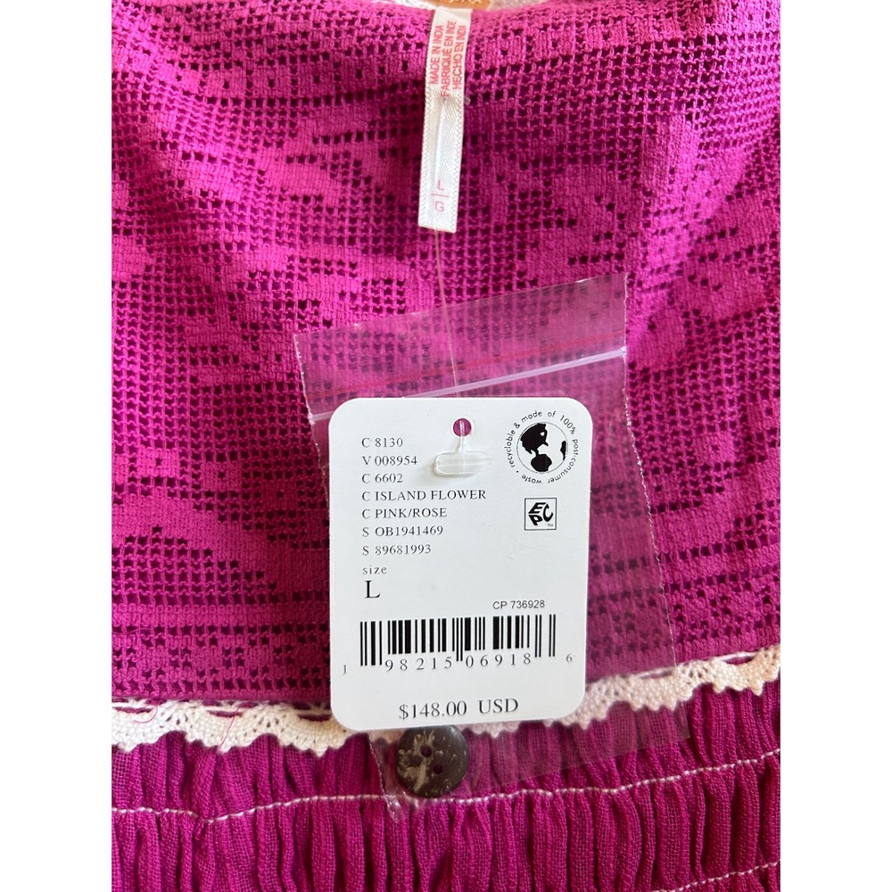 NWT Free People berry pink Lacey flows babydoll mini dress size L - Picture 8 of 11